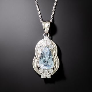 Estate 3.05 Carat Aquamarine and Diamond Pendant - 3