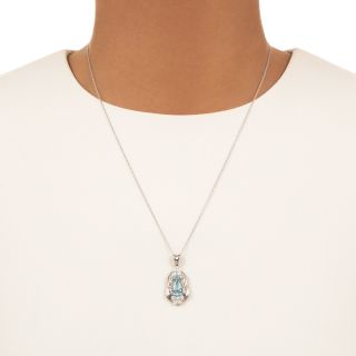 Estate 3.05 Carat Aquamarine and Diamond Pendant