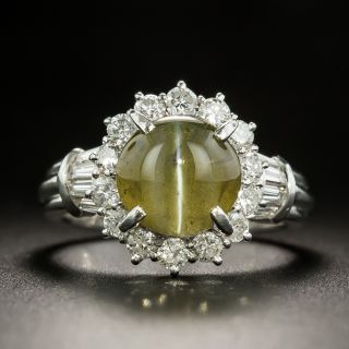Estate 3.10 Carat Cat's-Eye Chrysoberyl and Diamond Ring - 2