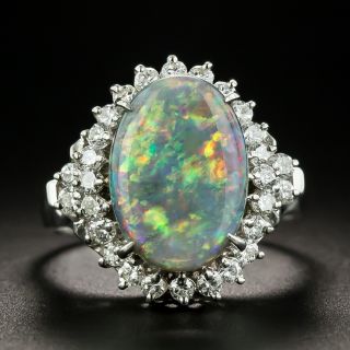 Estate 3.12 Carat Black Opal and Diamond Ring - 1