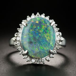 Estate 3.17 Carat Black Opal and Diamond Ring - 1
