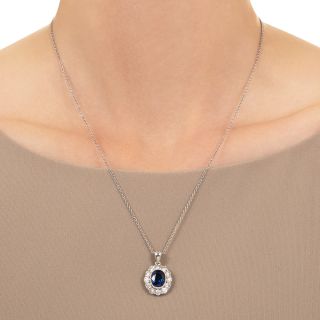 Estate 3.20 Carat No-Heat Sapphire and Diamond Pendant - GIA