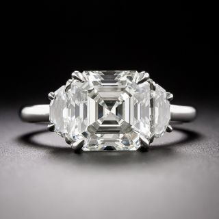 3.21 Carat Asscher-Cut and Half Moon Diamond Ring - GIA H SI1 - 2