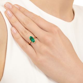 Estate 3.22 Carat Colombian Emerald Solitaire Ring - GIA F1
