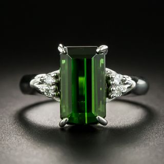 Estate 3.29 Carat Green Tourmaline and Diamond Ring - 2