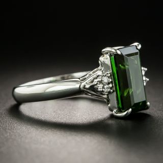 Estate 3.29 Carat Green Tourmaline and Diamond Ring