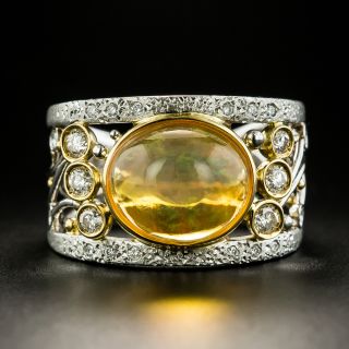 Estate 3.31 Carat Mexican Opal and Diamond Band Ring - 1