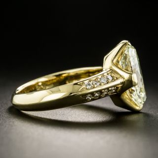 Estate 3.34 Carat  Light Yellow Oval Diamond Ring - GIA