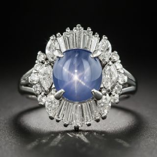 Estate 3.35 Carat Star Sapphire and Diamond Ring - 1
