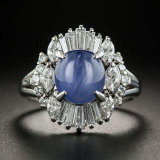 Estate 3.35 Carat Star Sapphire and Diamond Ring