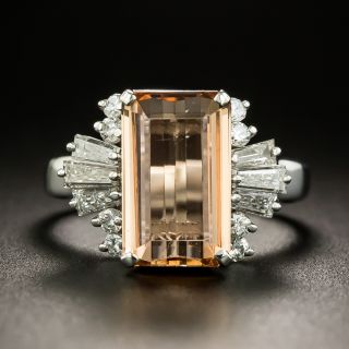 Estate 3.38 Carat Imperial Topaz and Diamond Ring  - 3