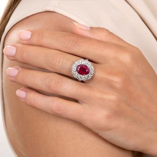 Estate 3.45 Carat Burmese Ruby and Diamond Ring