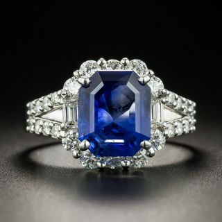Estate 3.48 Carat No-Heat Ceylon Sapphire and Diamond Ring - GIA - 1