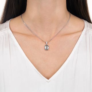 Estate 3.50 Carat Aquamarine and Diamond Drop Necklace