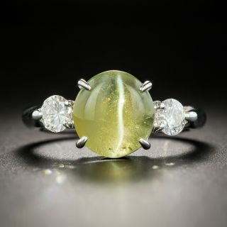 Estate 3.55 Carat Chrysoberyl Cat's-Eye and Diamond Ring - 1