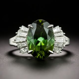 Estate 3.59 Carat Green Tourmaline and Diamond Ring - 2