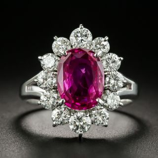 Estate 3.61 Carat No-Heat Ruby and Diamond Ring - 1