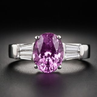Estate 3.64 Carat Pink Sapphire and Diamond Ring - GIA - 5