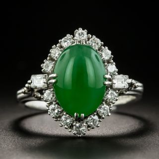Estate 3.65 Carat Burmese Jade and Diamond Ring - 1