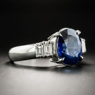 Estate 3.71 Carat Sapphire Platinum Diamond Ring