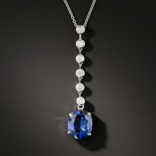 Estate 3.88 Carat No-Heat Sapphire and Diamond Necklace - 2