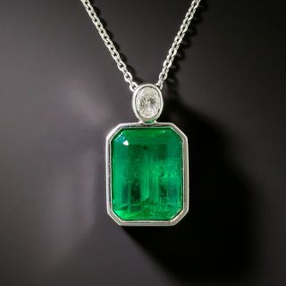Estate 3.91 Carat Colombian Emerald Pendant - GIA F1 - 3