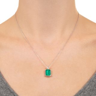 Estate 3.91 Carat Colombian Emerald Pendant - GIA F1