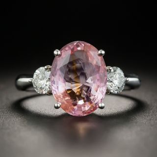 Estate 3.93 Carat Pink Sapphire and Diamond Ring - GIA - 1
