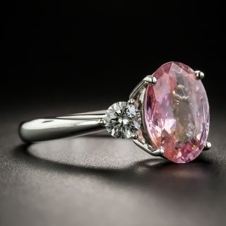 Estate 3.93 Carat Pink Sapphire and Diamond Ring - GIA
