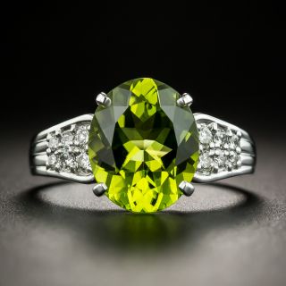 Estate 3.97 Carat Peridot and Diamond Ring - 1