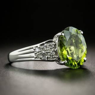Estate 3.97 Carat Peridot and Diamond Ring