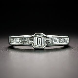 Estate .31 Carat Emerald-Cut Diamond Engagement Ring - 3