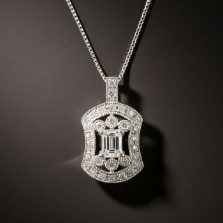 Estate .32 Carat Emerald-Cut Diamond Pendant - 2