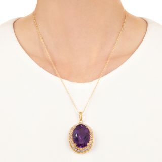 Estate 34.80 Carat Amethyst Two-Tone Pendant