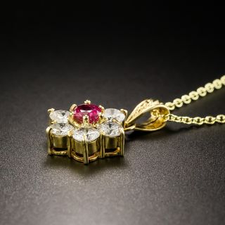 Estate .35 Pink Sapphire Diamond Drop