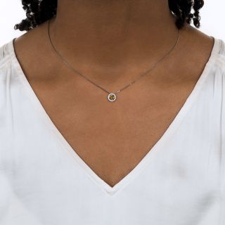 Estate .36 Carat Orangish-Brown Diamond Halo Pendant