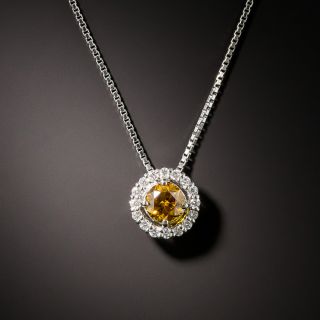 Estate .36 Carat Orangish-Brown Diamond Halo Pendant - 3