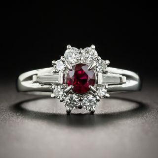 Estate .37 Carat Ruby Diamond Platinum Ring - 1