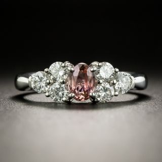 Estate .38 Carat Padparadscha Sapphire and Diamond Ring - 2