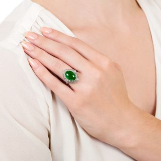 Estate 4.02 Carat Natural Burmese Jade and Diamond Ring