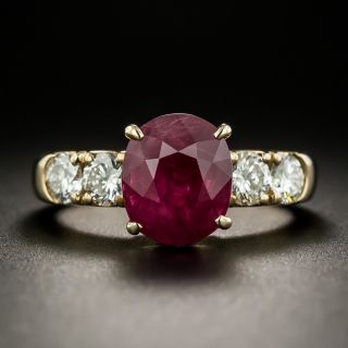 Estate 4.07 Carat Thai Ruby and Diamond Ring - GIA - 2
