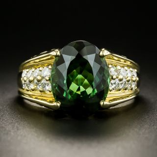 Estate 4.12 Carat Green Tourmaline and Diamond Ring - 3