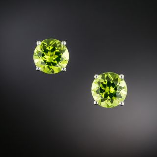 Estate 4.19 Carat Peridot Stud Earrings - 3