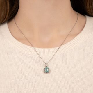 Estate 4.21 Carat Black Opal and Diamond Pendant