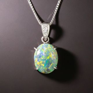 Estate 4.21 Carat Black Opal and Diamond Pendant - 2