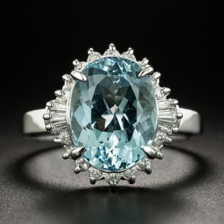 Estate 4.23 Carat Aquamarine and Diamond Ring - 2