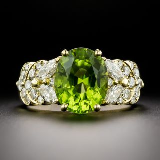 Estate 4.27 Carat Peridot and Diamond Ring - 3