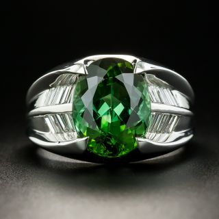 Estate 4.35 Carat Green Tourmaline and Diamond Ring - 1
