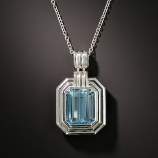 Estate 4.45 Carat Aquamarine Geometric Necklace - 2