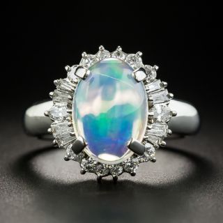 Estate 4.55 Carat Opal Cabochon and Diamond Ring - 1